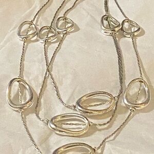 Stunning Trifari Triple Layer Silver Tone Statement Necklace